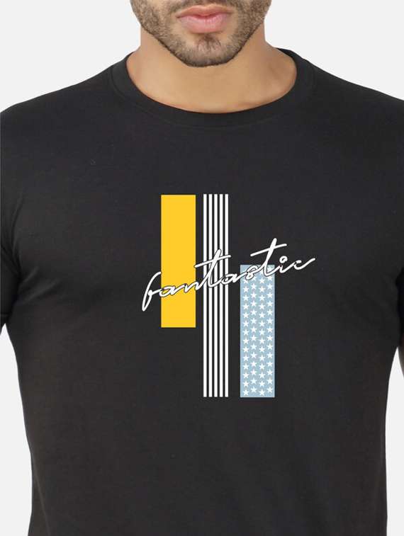 black graphic chest print t-shirt - 20492793 -  Standard Image - 4