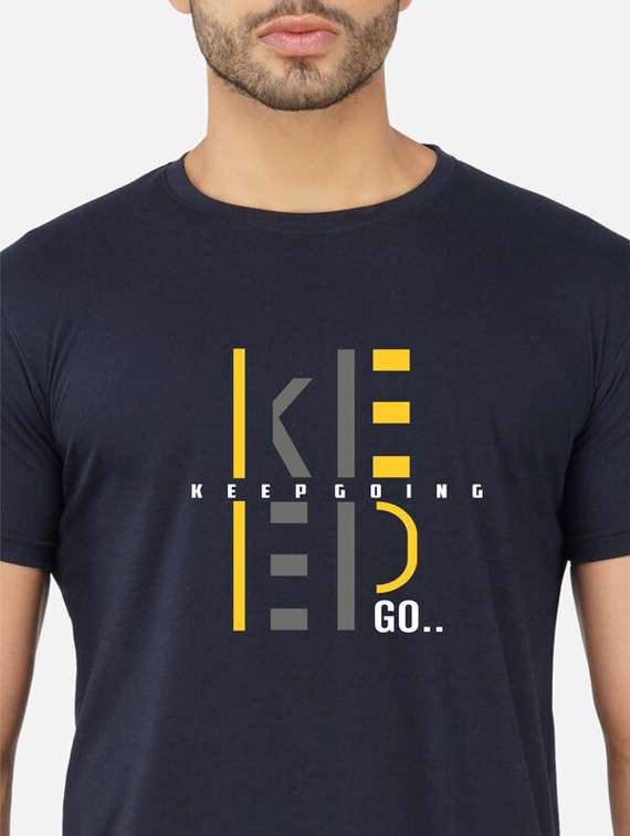 navy blue typography chest print t-shirt - 20492803 -  Standard Image - 4