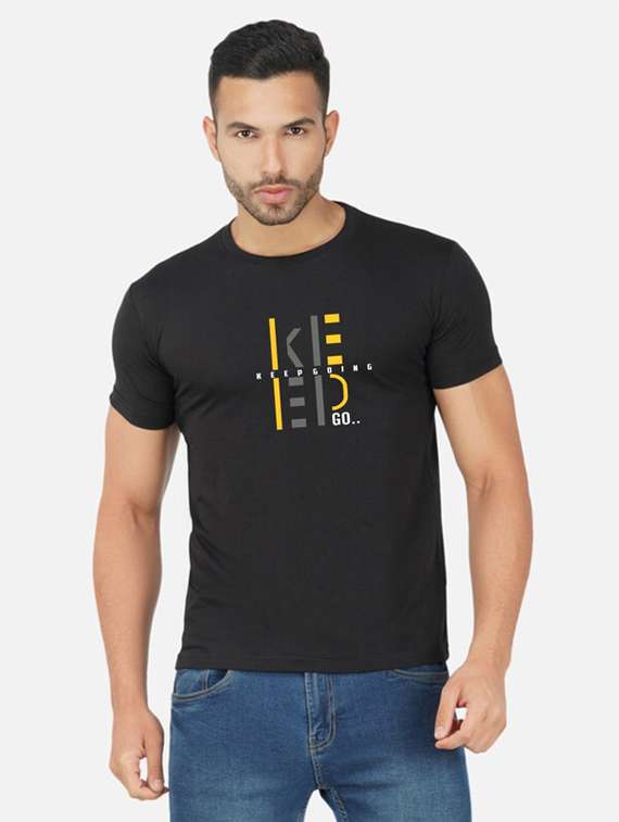 black typography chest print t-shirt