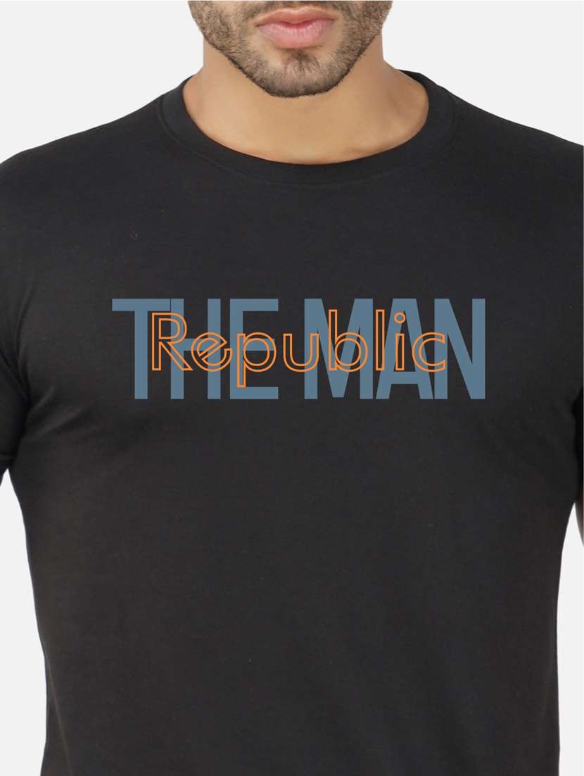 black typography chest print t-shirt - 20492811 - Standard Image - 4