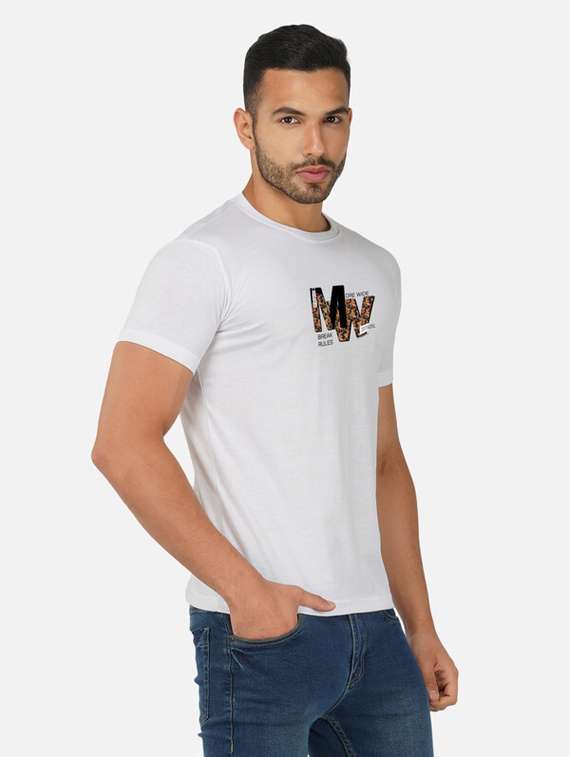 white typography chest print t-shirt - 20492814 -  Standard Image - 1