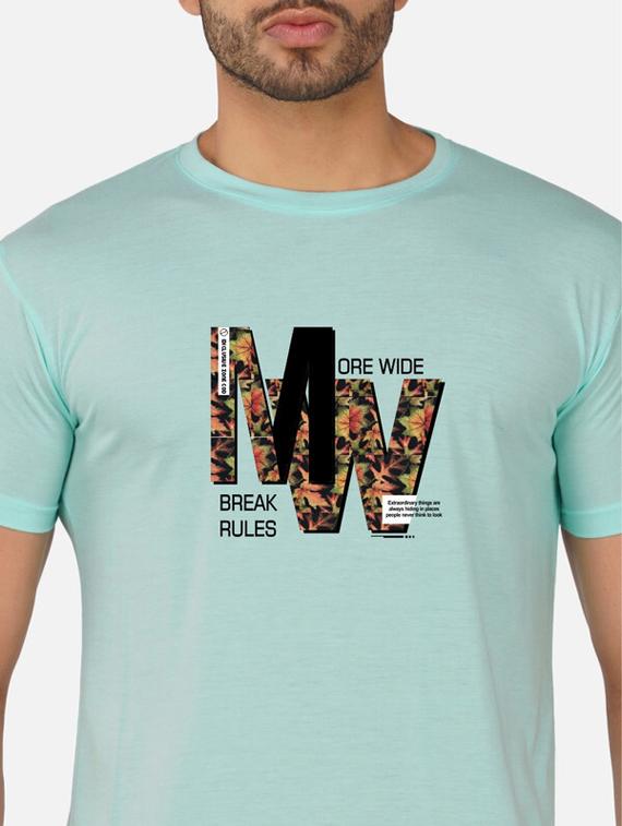 light blue typography chest print t-shirt - 20492816 - Standard Image - 4