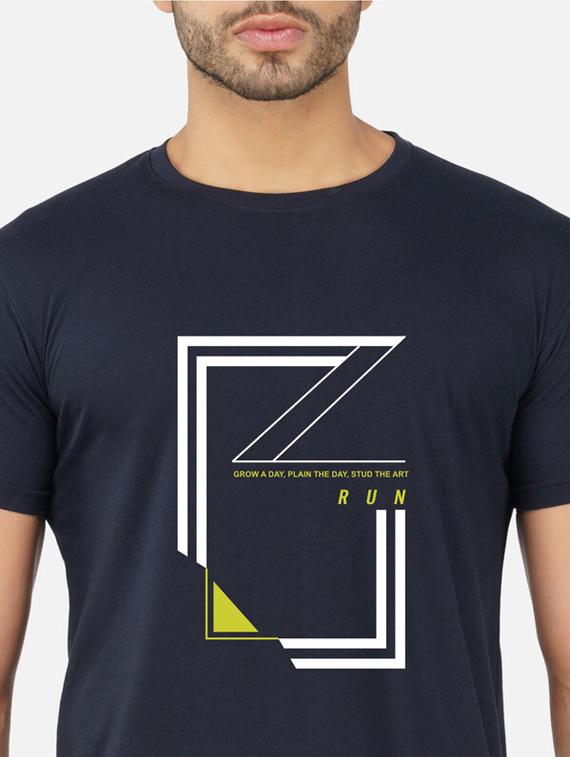navy blue typography front print t-shirt - 20492817 - Standard Image - 4