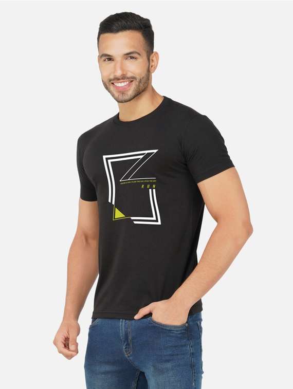 men black typography front print t-shirt - 20492818 - Standard Image - 1