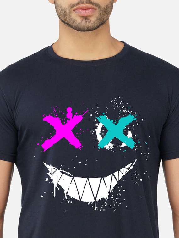 navy blue graphic front print t-shirt - 20492821 -  Standard Image - 4