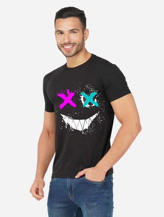 black graphic front print t-shirt - 20492823 -  Standard Image - 1
