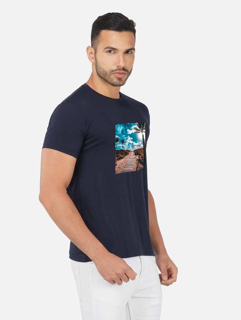 men front print short sleeve t-shirt - 20492863 -  Standard Image - 1