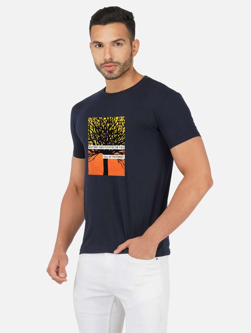 men front print short sleeve t-shirt - 20492870 -  Standard Image - 1