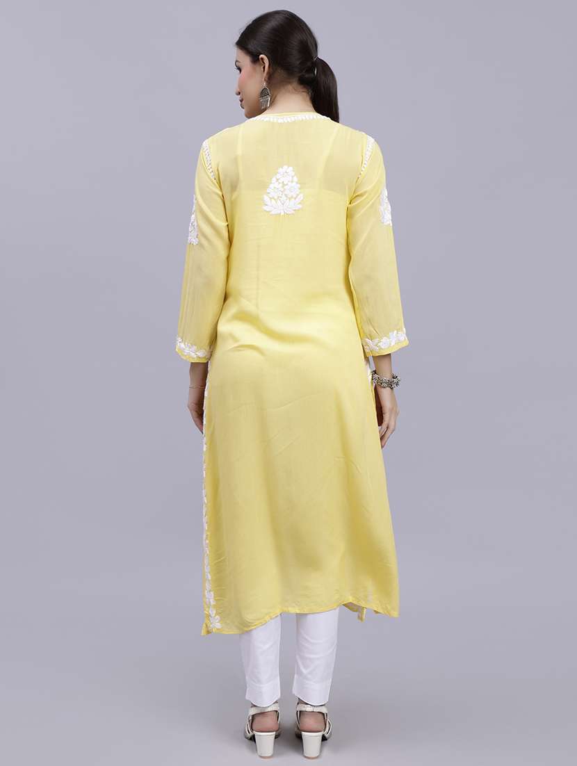women chikankari straight kurta - 20495029 - Standard Image - 4