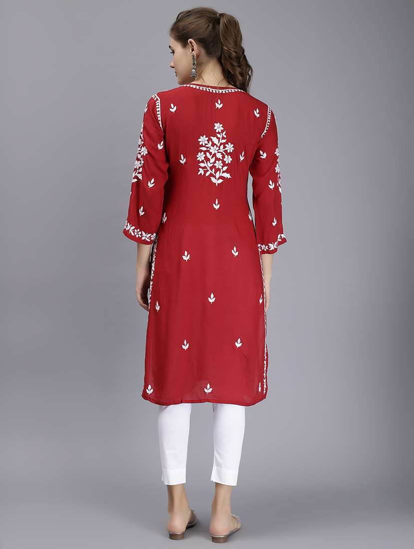 women chikankari straight kurta - 20495032 -  Standard Image - 4