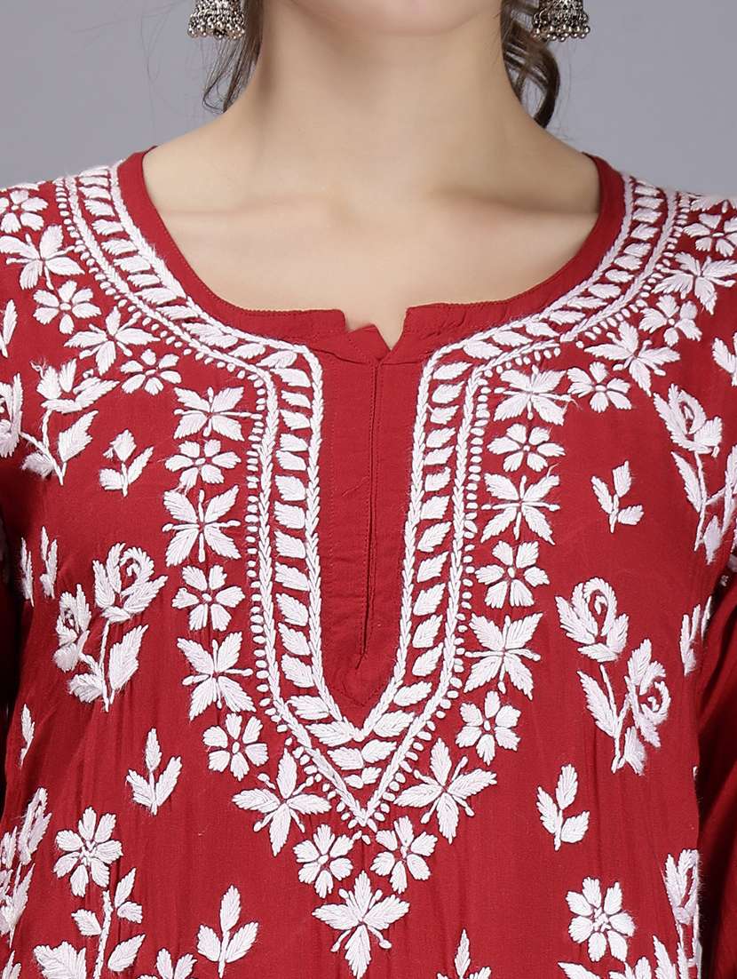 women chikankari straight kurta - 20495032 -  Standard Image - 6