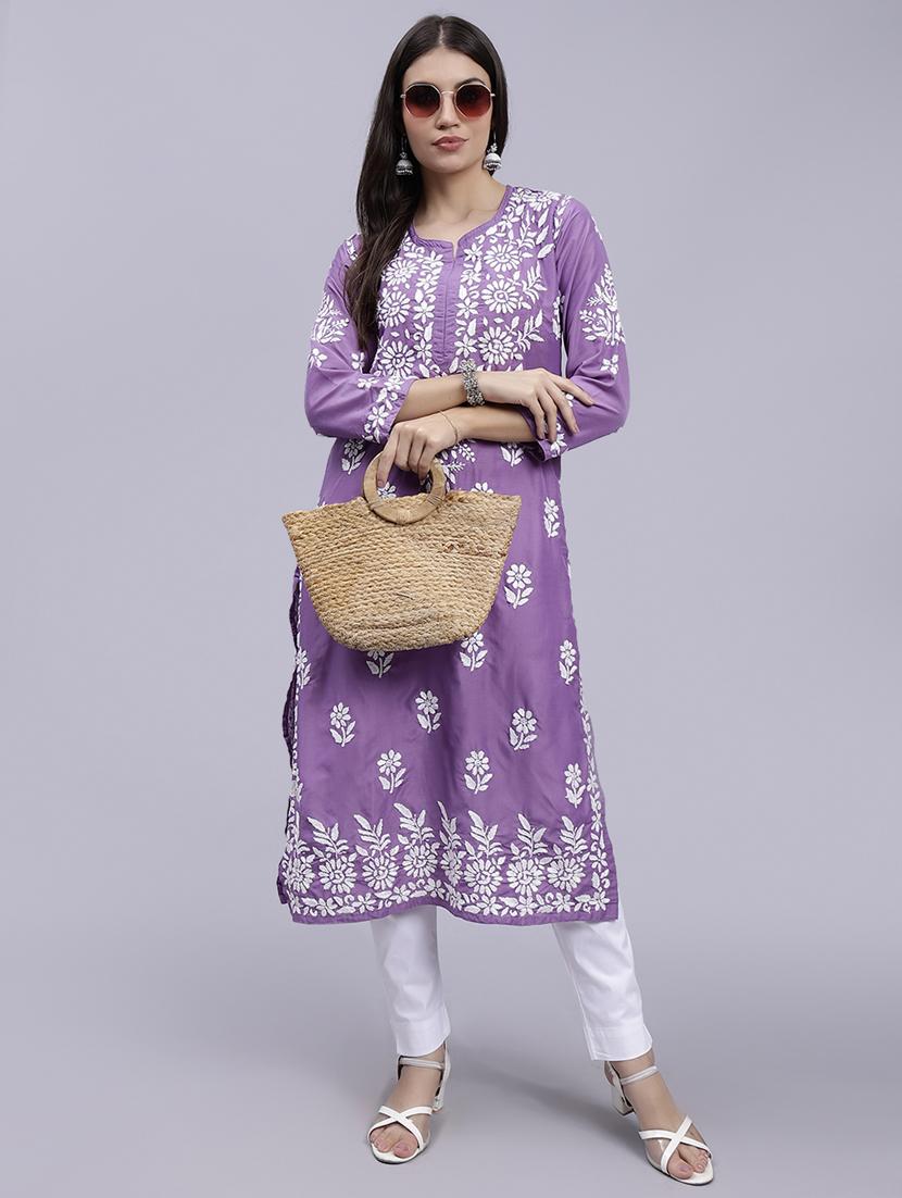 women chikankari straight kurta - 20495033 - Standard Image - 1