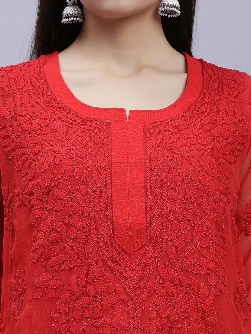 women chikankari straight kurta - 20495048 - Standard Image - 6
