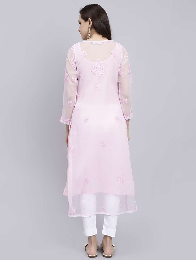 women chikankari straight kurta - 20495049 -  Standard Image - 4