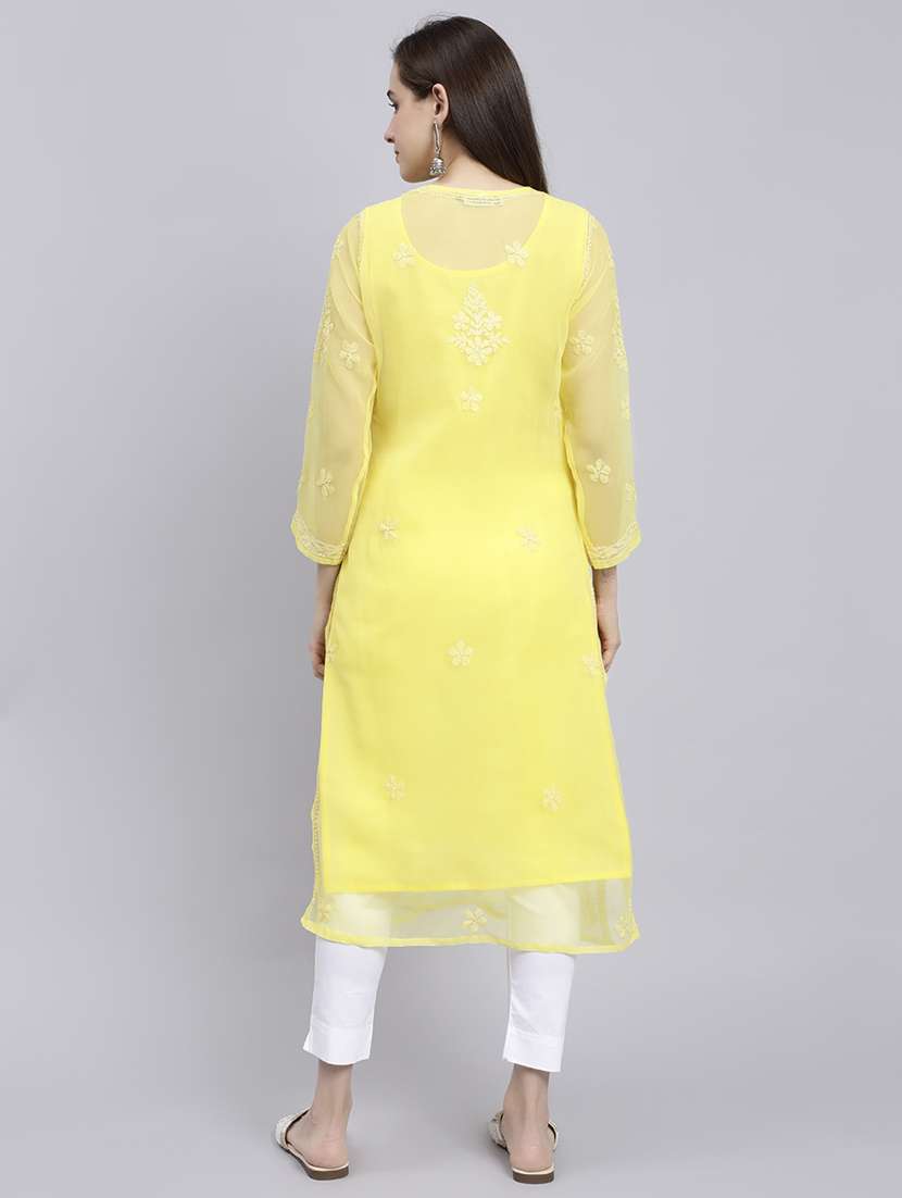 women chikankari straight kurta - 20495050 - Standard Image - 4