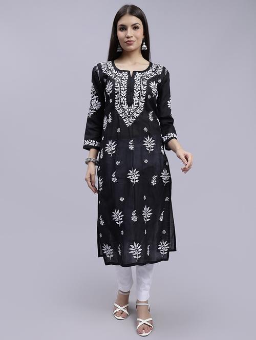 women chikankari straight kurta - 20495056 -  Standard Image - 0