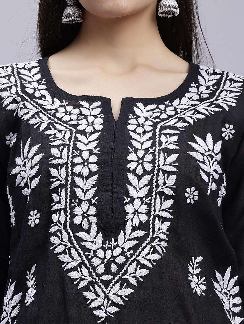 women chikankari straight kurta - 20495056 -  Standard Image - 1