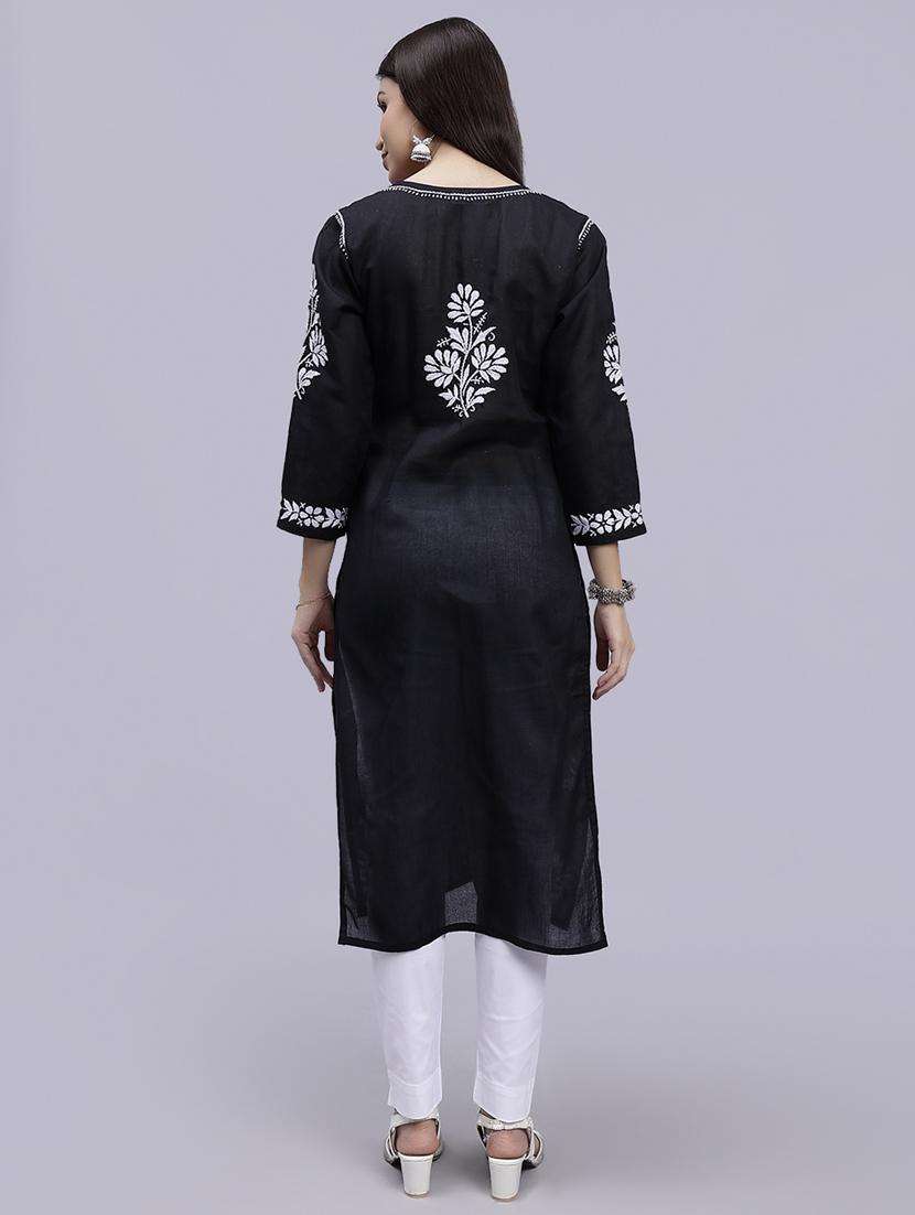 women chikankari straight kurta - 20495056 -  Standard Image - 4