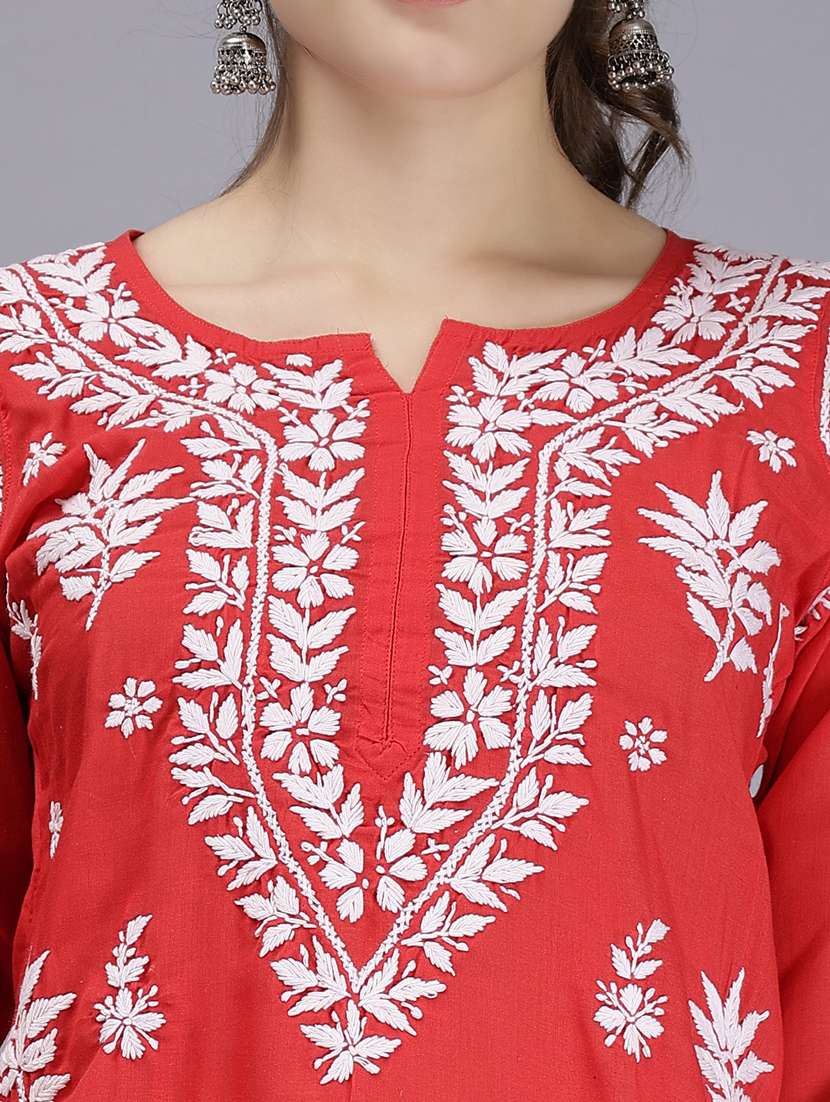 women chikankari straight kurta - 20495061 -  Standard Image - 6
