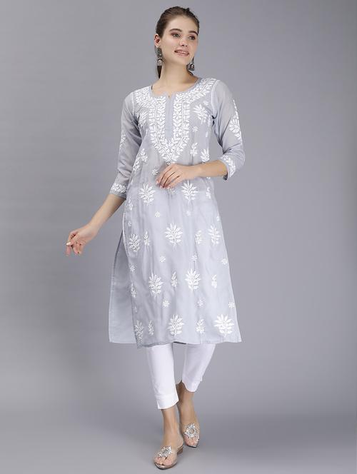 women chikankari straight kurta - 20495062 - Standard Image - 0