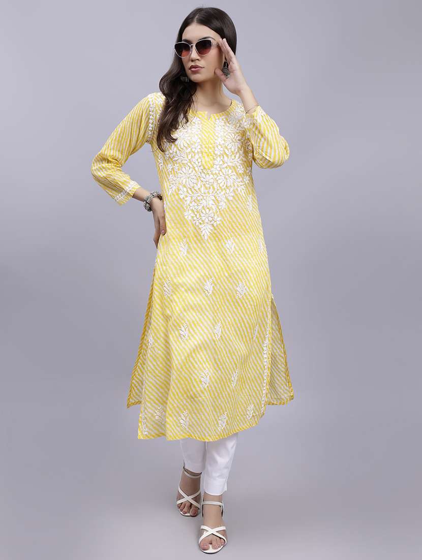 women chikankari straight kurta - 20495064 -  Standard Image - 1