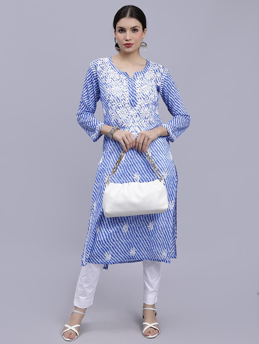 women chikankari straight kurta - 20495066 -  Standard Image - 1