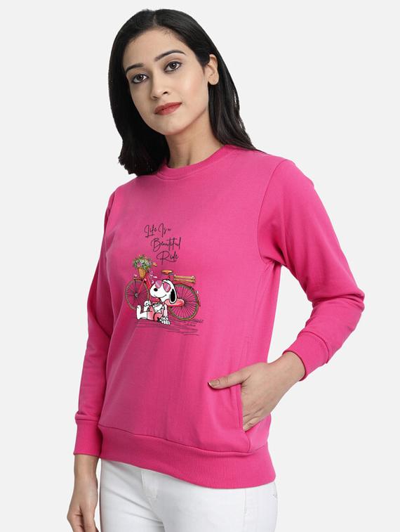 pink fleece front print sweatshirt - 20495928 - Standard Image - 1