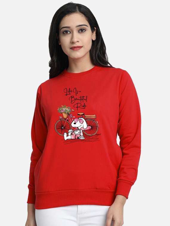 red fleece sweatshirt