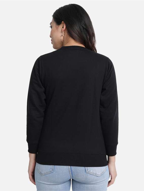 black fleece front print sweatshirt - 20495933 -  Standard Image - 1