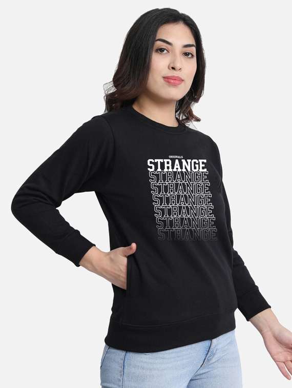 black fleece front print sweatshirt - 20495935 -  Standard Image - 1