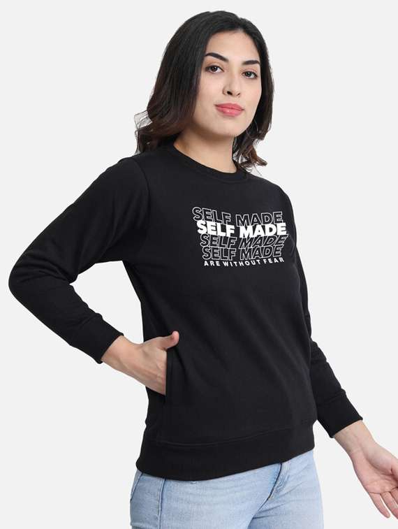 black fleece chest print sweatshirt - 20495937 -  Standard Image - 1