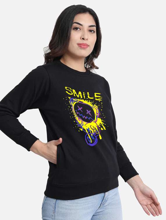 black fleece front print sweatshirt - 20495938 -  Standard Image - 1