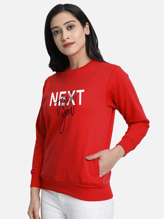 red fleece chest print sweatshirt - 20495943 - Standard Image - 1