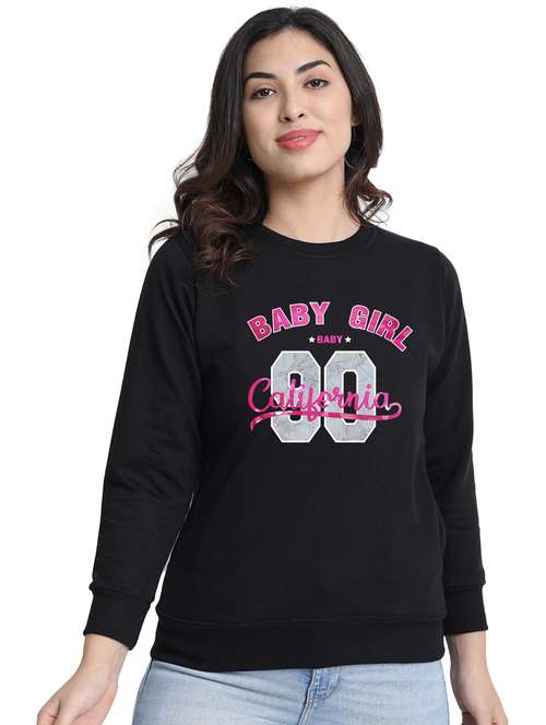 black fleece chest print sweatshirt - 20495945 -  Standard Image - 0