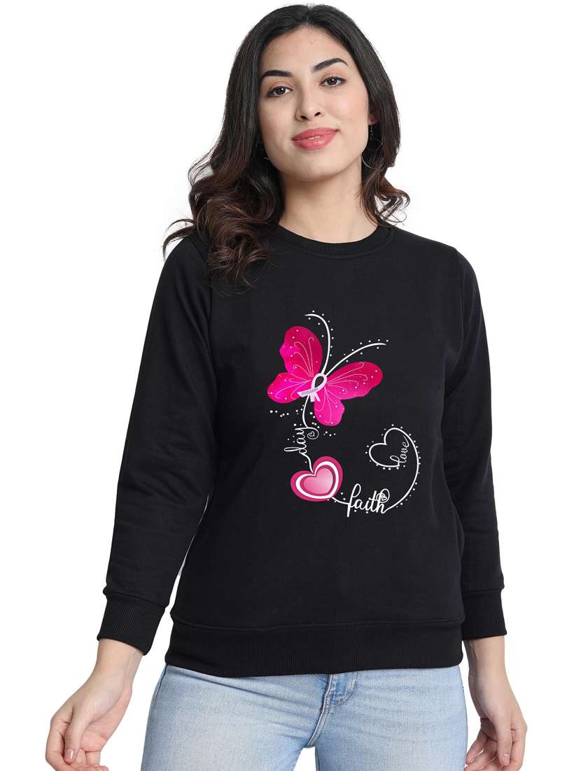 black fleece chest print sweatshirt - 20495945 -  Standard Image - 1