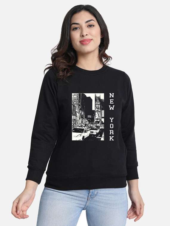 women front print long sleeve sweatshirt