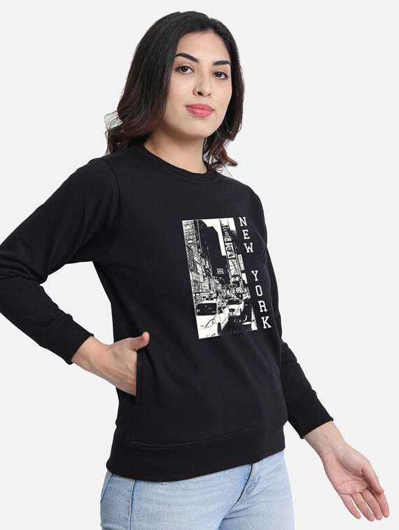 women front print long sleeve sweatshirt - 20495962 -  Standard Image - 1