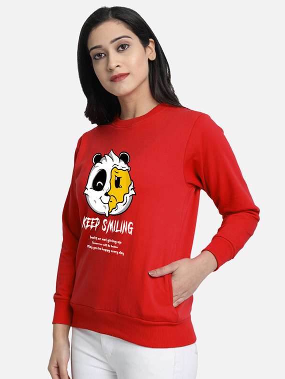 red fleece front print sweatshirt - 20495964 -  Standard Image - 1