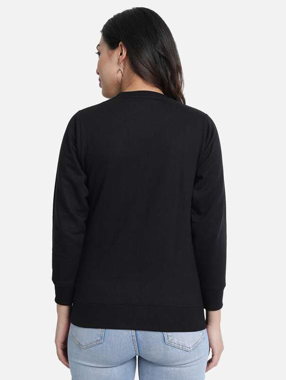 black fleece front print sweatshirt - 20495965 -  Standard Image - 1