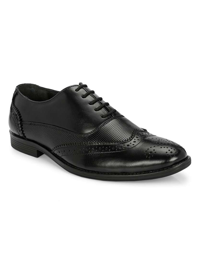 men textured black lace-up brogues - 20496745 -  Standard Image - 1