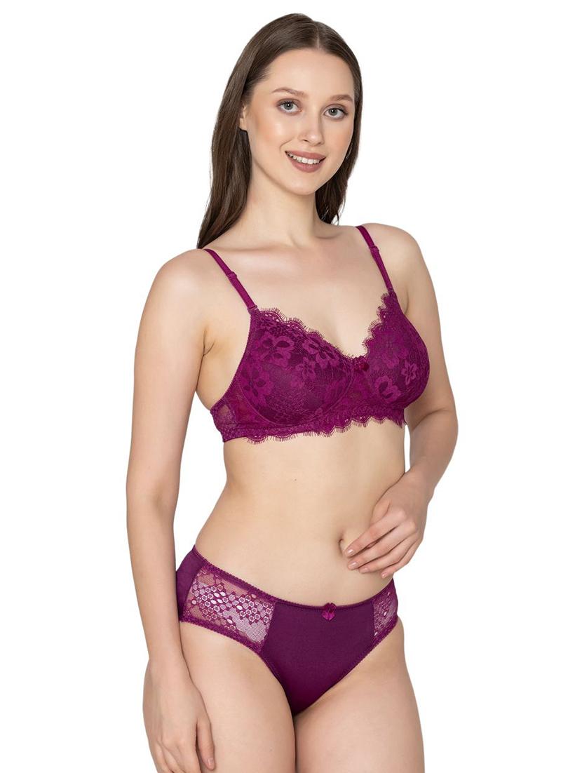purple lace bras and panty set - 20496825 - Standard Image - 1
