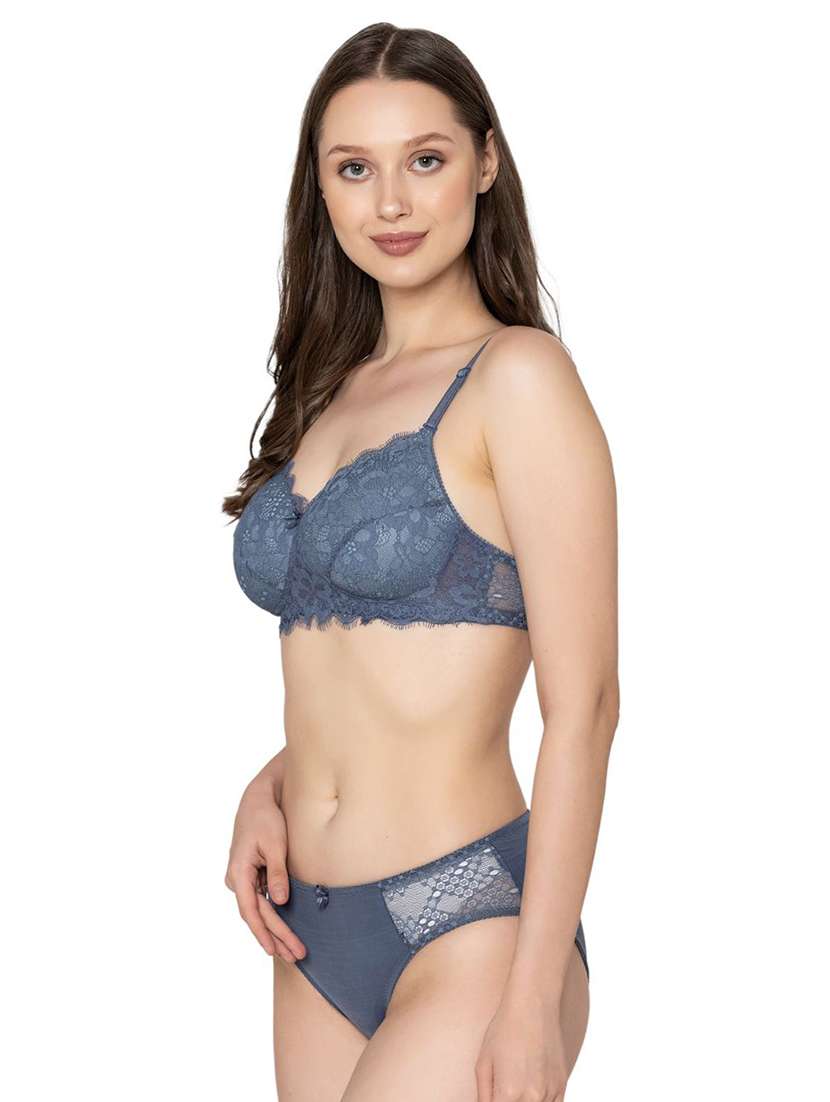 grey lace bras and panty set - 20496828 -  Standard Image - 1