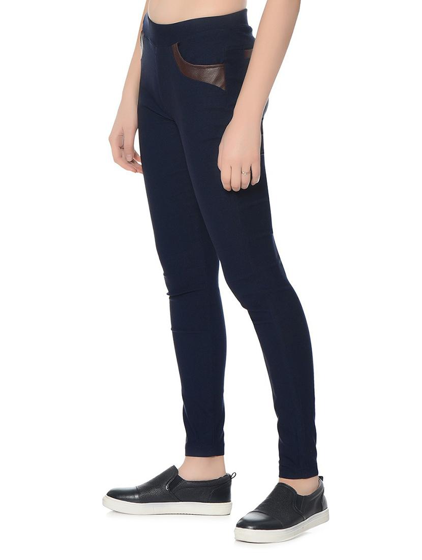 navy blue solid mid rise jegging - 20496969 -  Standard Image - 1