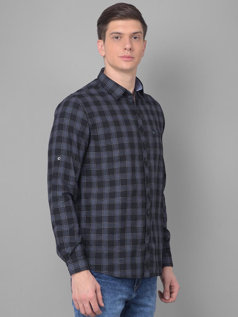 men black cotton checked causal shirt - 20497243 - Standard Image - 1