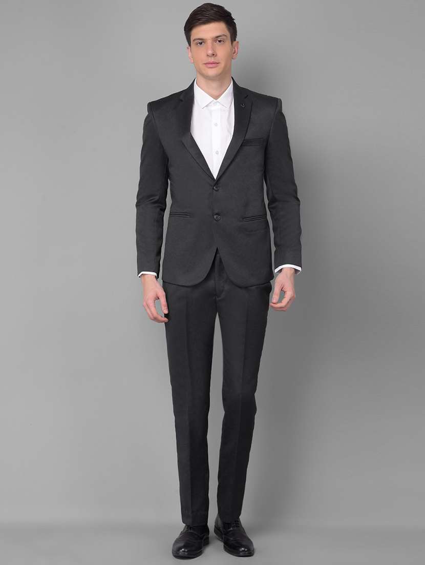 men black solid 2-piece suit