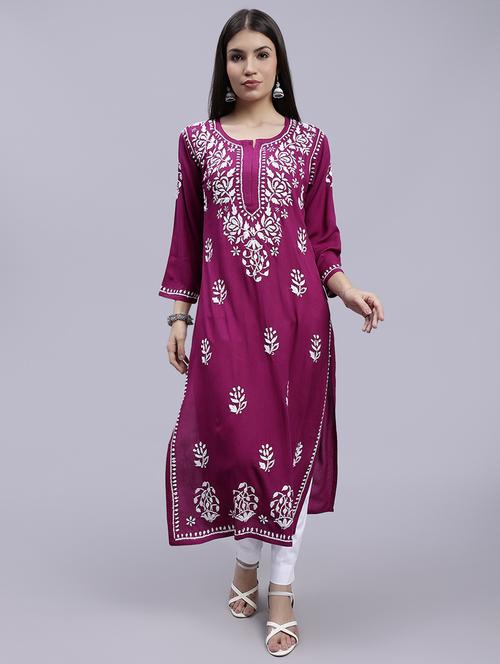 women chikankari straight kurta - 20497511 -  Standard Image - 0