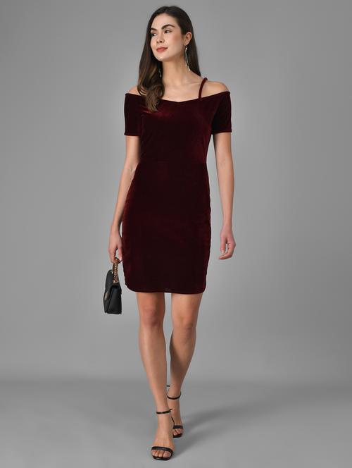 maroon solid bodycon dress - 20497722 - Standard Image - 0
