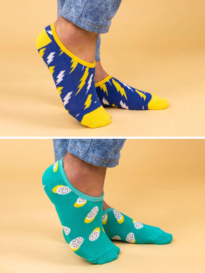 unisex printed no show socks combo - 20498208 -  Standard Image - 1