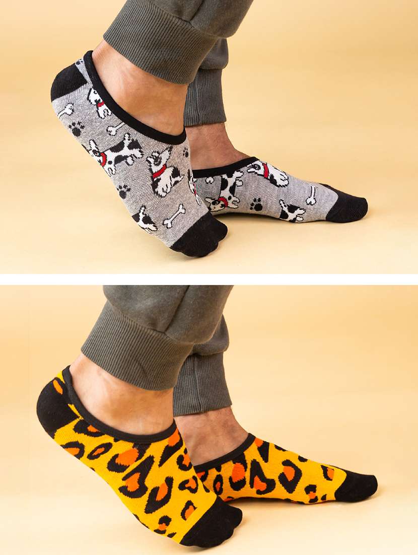 unisex printed no show socks combo - 20498213 -  Standard Image - 1