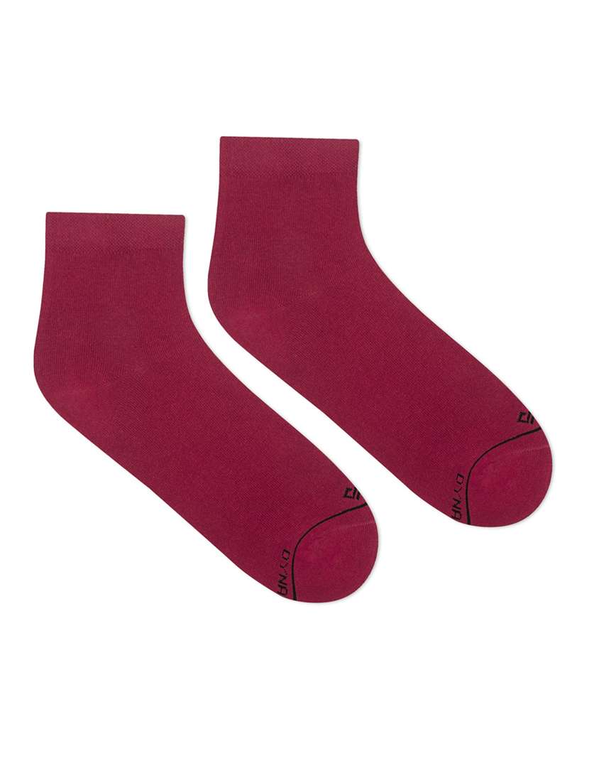 maroon cotton ankle length socks - 20498489 -  Standard Image - 1